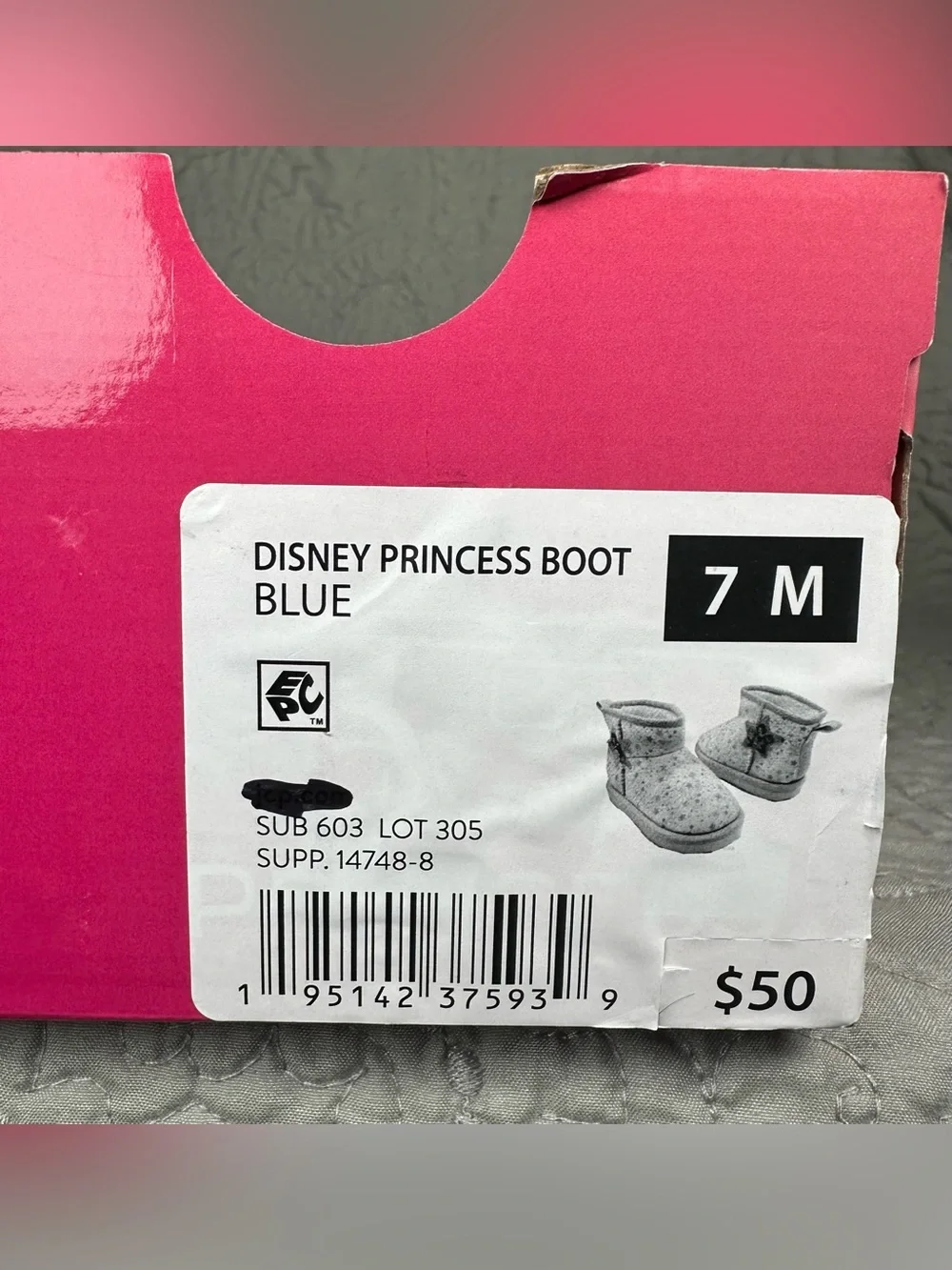 Disney Toddler Girls Princess Boots NWT Size 7 Toddler